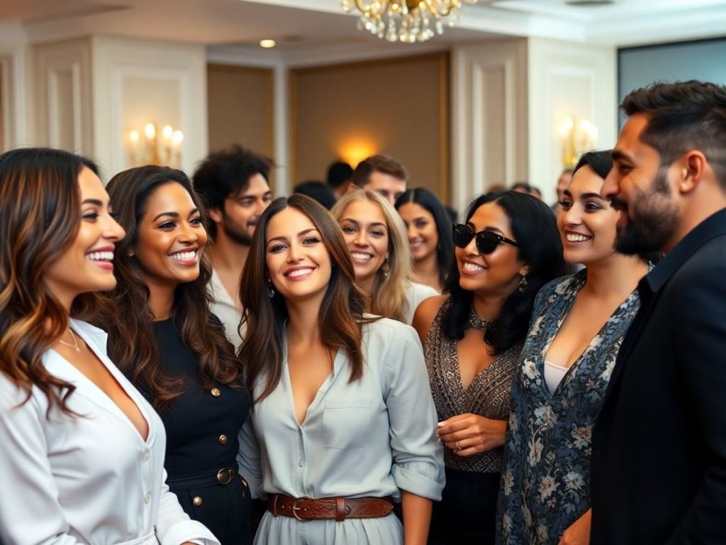 Celebrități discutând despre poveștile lor de succes.