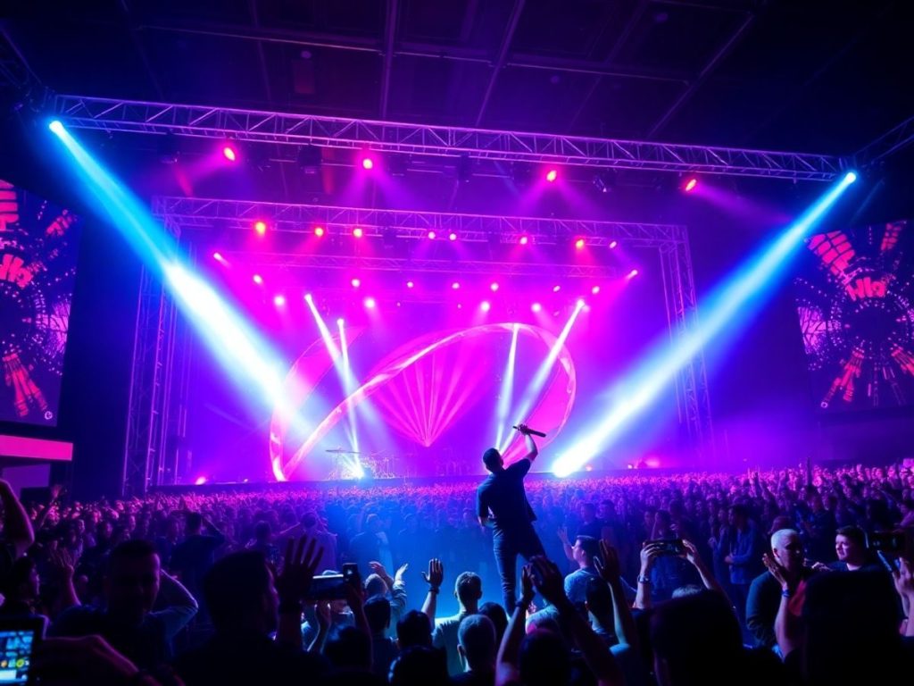 Concert cu artist renumit și public entuziast.
