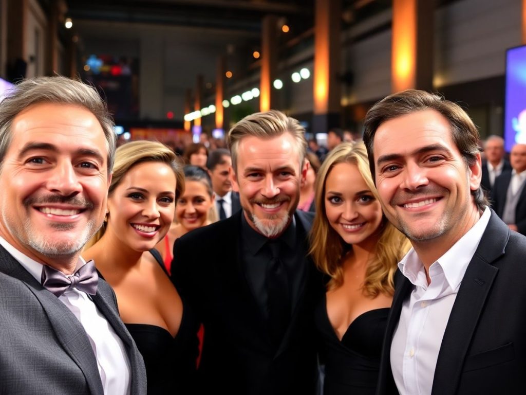 Actori celebri zâmbitori pe covorul roșu
