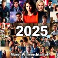 Colaj de personaje din seriale TV populare in 2025.