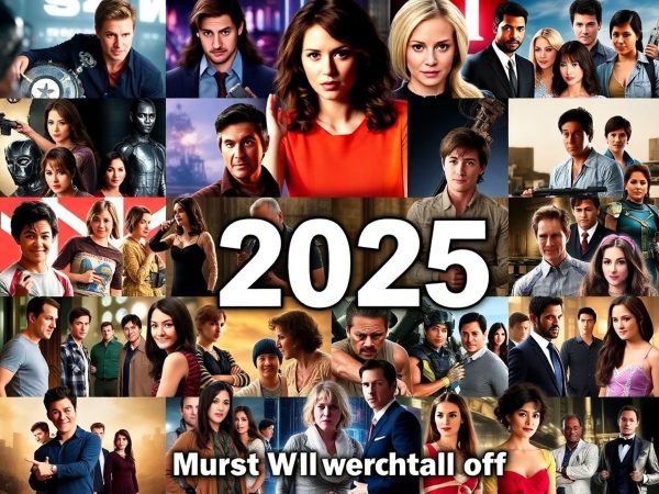 Colaj de personaje din seriale TV populare in 2025.